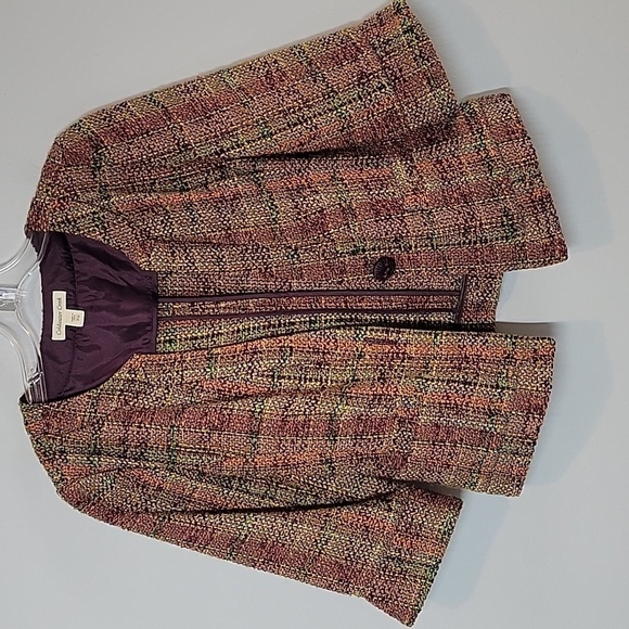 Coldwater Creek Tweed Wool Multicolor One Button Blazer - Picture 1 of 8